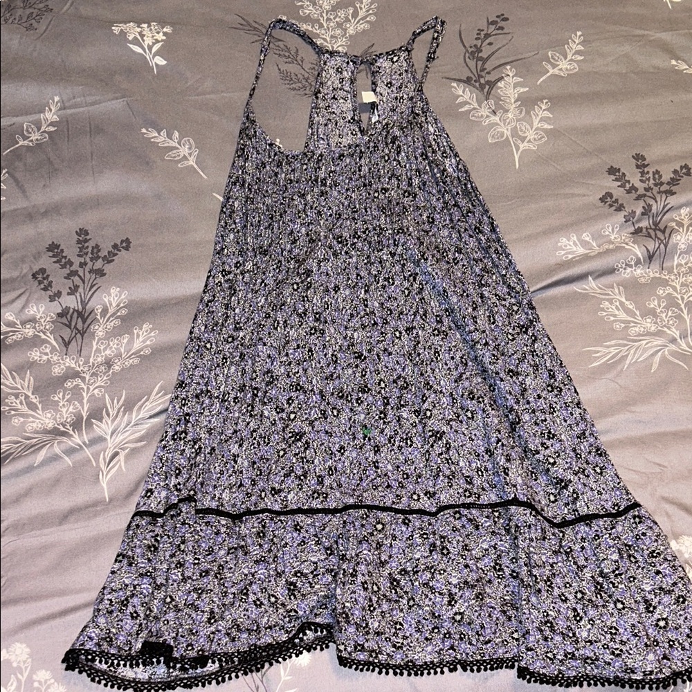 American Eagle Outfitters Blue and Black Patterned Dress